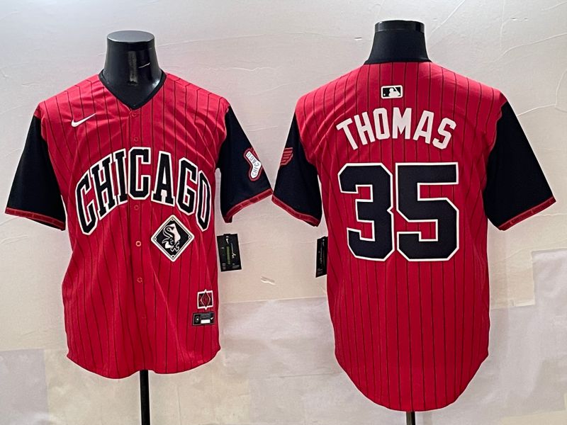 Men Chicago White Sox #35 Thomas Red Stripe Joint Name 2025 Nike MLB Jersey style 10